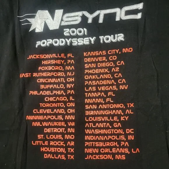Vintage 2001 *NSYNC PopOdyssey Tour Tee Black XL Boy Band Shirt 23x31 - Picture 8 of 8